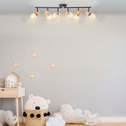 Brilliant - Spotlampa KERRY 6xE27/40W/230V svart/bambu