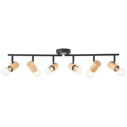Brilliant - Spotlampa KERRY 6xE27/40W/230V svart/bambu