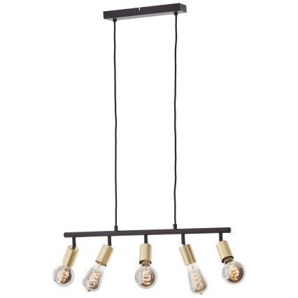 Brilliant - Taklampa på kabel TIFFANY 5xE27/28W/230V svart/mässing