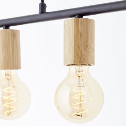 Brilliant - Taklampa på vajer KERRY 5xE27/40W/230V svart/bambu
