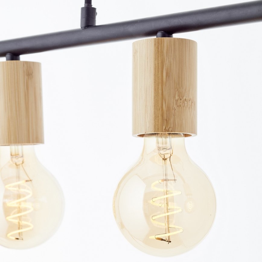 Brilliant - Taklampa på vajer KERRY 5xE27/40W/230V svart/bambu
