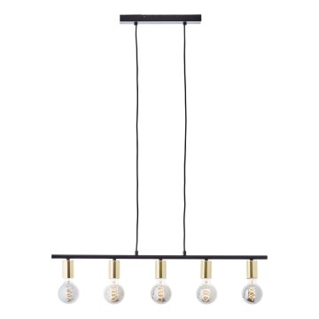 Brilliant - Taklampa på vajer KERRY 5xE27/40W/230V svart/mässing