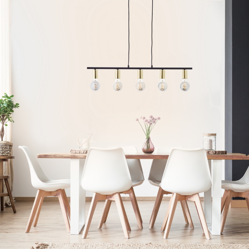 Brilliant - Taklampa på vajer KERRY 5xE27/40W/230V svart/mässing