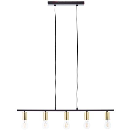 Brilliant - Taklampa på vajer KERRY 5xE27/40W/230V svart/mässing