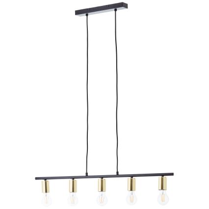 Brilliant - Taklampa på vajer KERRY 5xE27/40W/230V svart/mässing