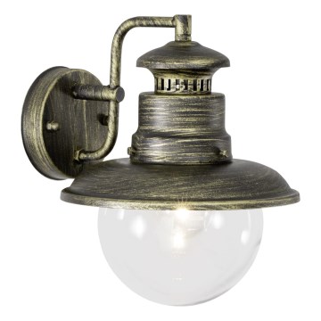 Brilliant - Vägglampa för utomhusbruk ARTU 1xE27/60W/230V IP44 patina/guld