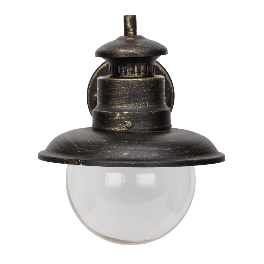 Brilliant - Vägglampa för utomhusbruk ARTU 1xE27/60W/230V IP44 patina/guld