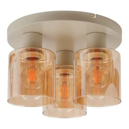 Brilliant - Anliggande taklampa LYSKA 3xE27/20W/230V Ø 31 cm krämvit/rökbeige