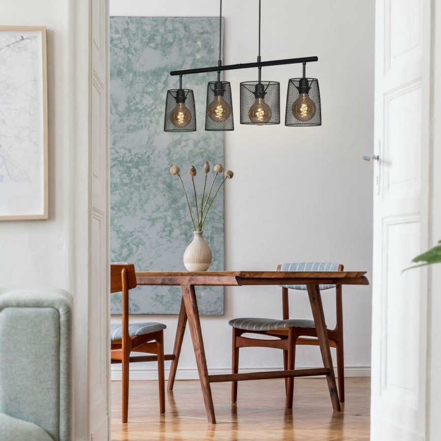 Brilo 4026-045 - Ljuskrona med textilsladd RETRO 4xE27/60W/230V