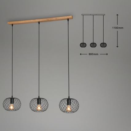 Brilo 4037-035 - Pendellampa med kabel WINKI 3xE27/40W/230V