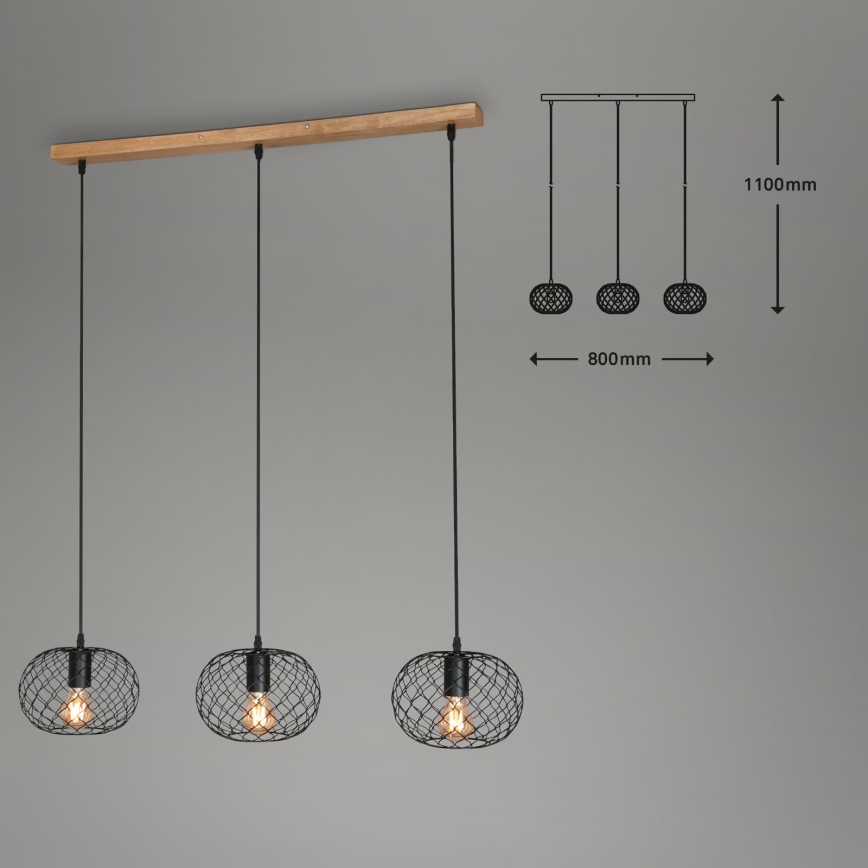 Brilo 4037-035 - Pendellampa med kabel WINKI 3xE27/40W/230V