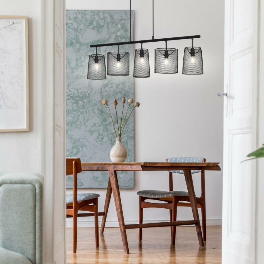 Brilo 4076-055 - Ljuskrona med textilsladd RETRO 5xE14/40W/230V