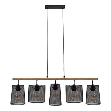 Brilo 4078-054 - Hänglampa med kabel WOOD & STYLE 5xE27/60W/230V