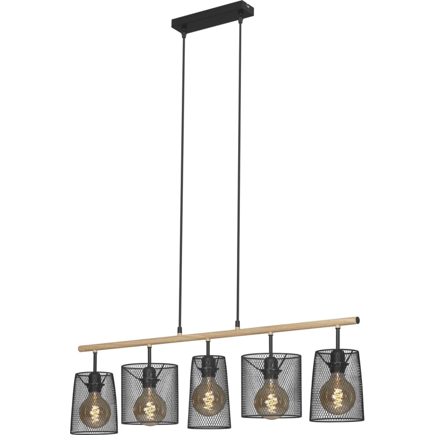 Brilo 4078-054 - Hänglampa med kabel WOOD & STYLE 5xE27/60W/230V