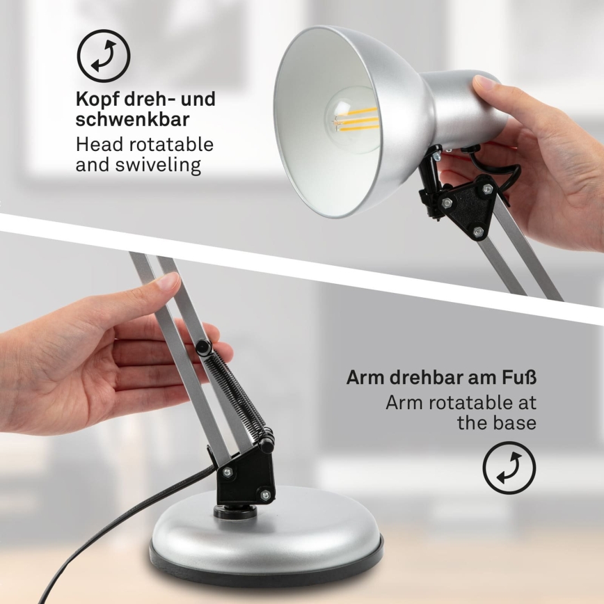 Brilo - Bordslampa PIXA 1xE14/25W/230V silver