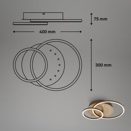 Brilo - dimbar LED-taklampa 26 W, 230 V, 3000 K, brun