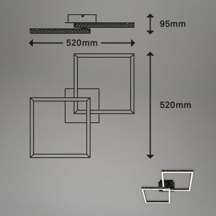 Brilo - Dimbar LED ytmonterad ljuskrona FRAME 2xLED/9W/230V