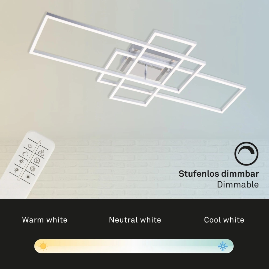 Brilo - Dimbar LED ytmonterad ljuskrona FRAME LED/51W/230V 2700-5000K matt krom + fjärrkontroll