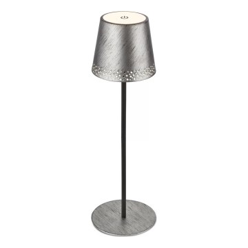 Brilo - Dimmbar uppladdningsbar LED-beröringsstyrd utomhusbordslampa KIKI LED/2,6W/5V IP44 2600 mAh silver
