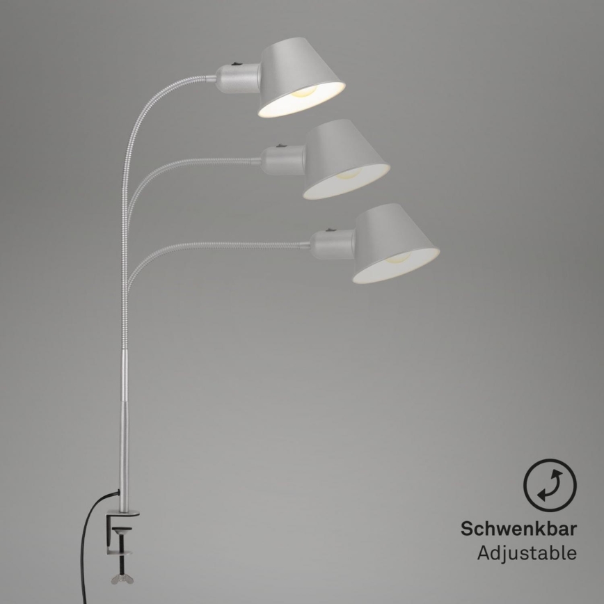 Brilo - Flexibel bordslampa med klämma 1xE27/10W/230V silver