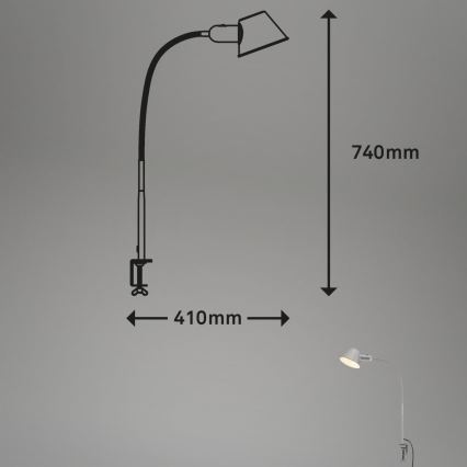Brilo - Flexibel bordslampa med klämma 1xE27/10W/230V silver