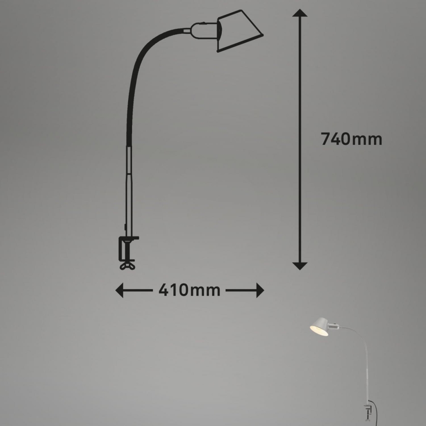Brilo - Flexibel bordslampa med klämma 1xE27/10W/230V silver
