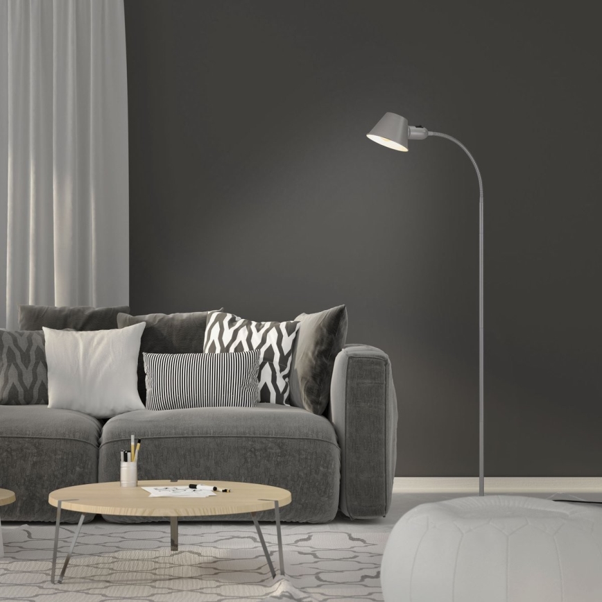 Brilo - Flexibel golvlampa 1xE27/10W/230V silver