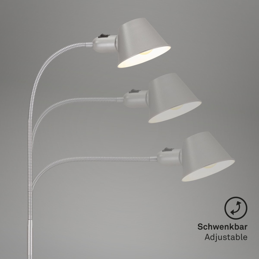 Brilo - Flexibel golvlampa 1xE27/10W/230V silver