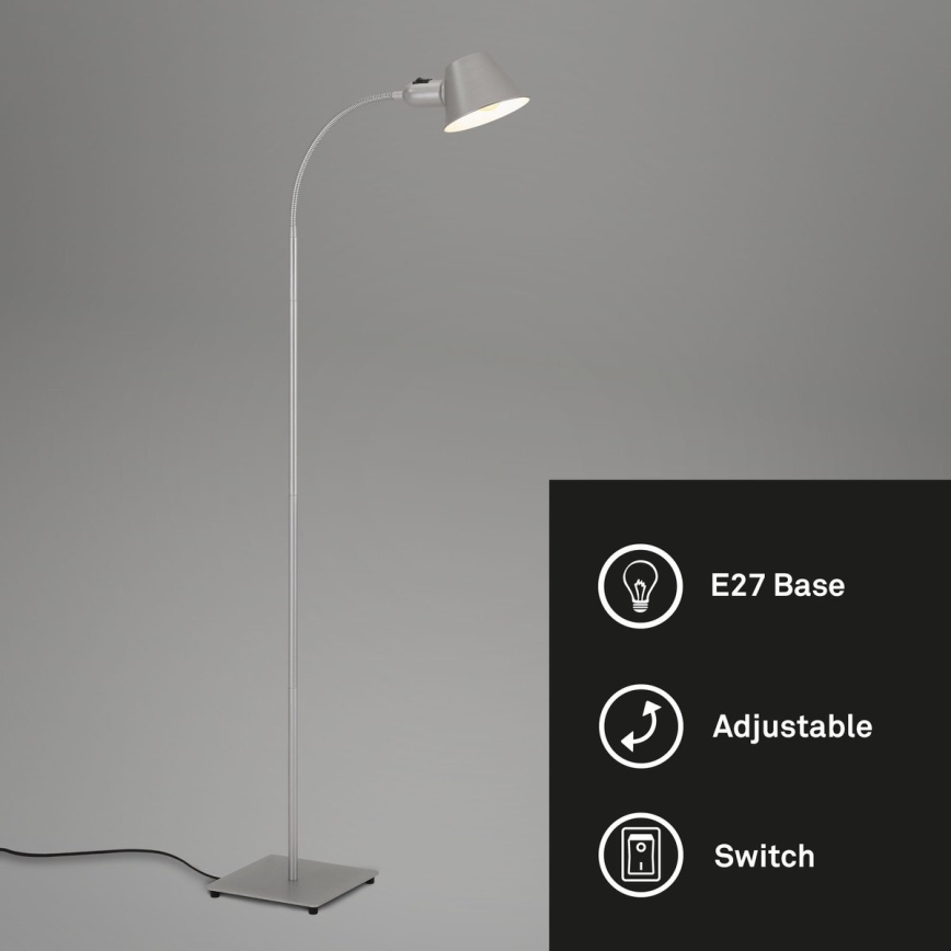 Brilo - Flexibel golvlampa 1xE27/10W/230V silver