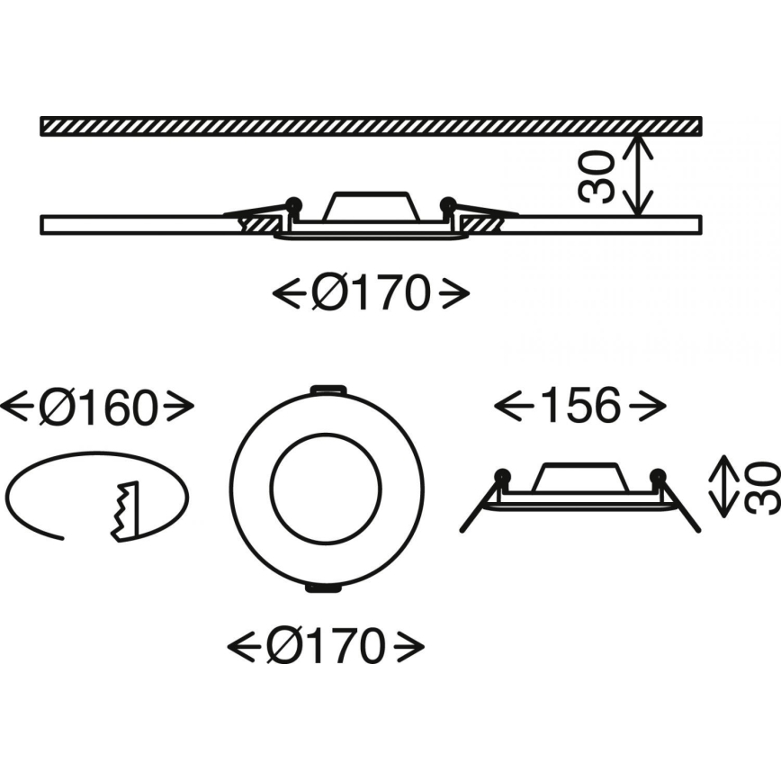 Brilo - Infälld dimbar LED badrumsbelysning FLAT LED/12W/230V IP44