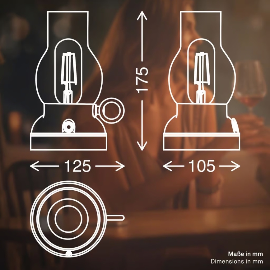Brilo - KANEA dimbar uppladdningsbar utomhusbordslampa LED/1,5W/5V IP44 1200 mAh antracit