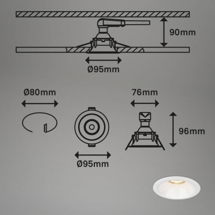 Brilo - KIT 3x Badrum infälld lampa 1xGU10/9W/230V IP23 vit