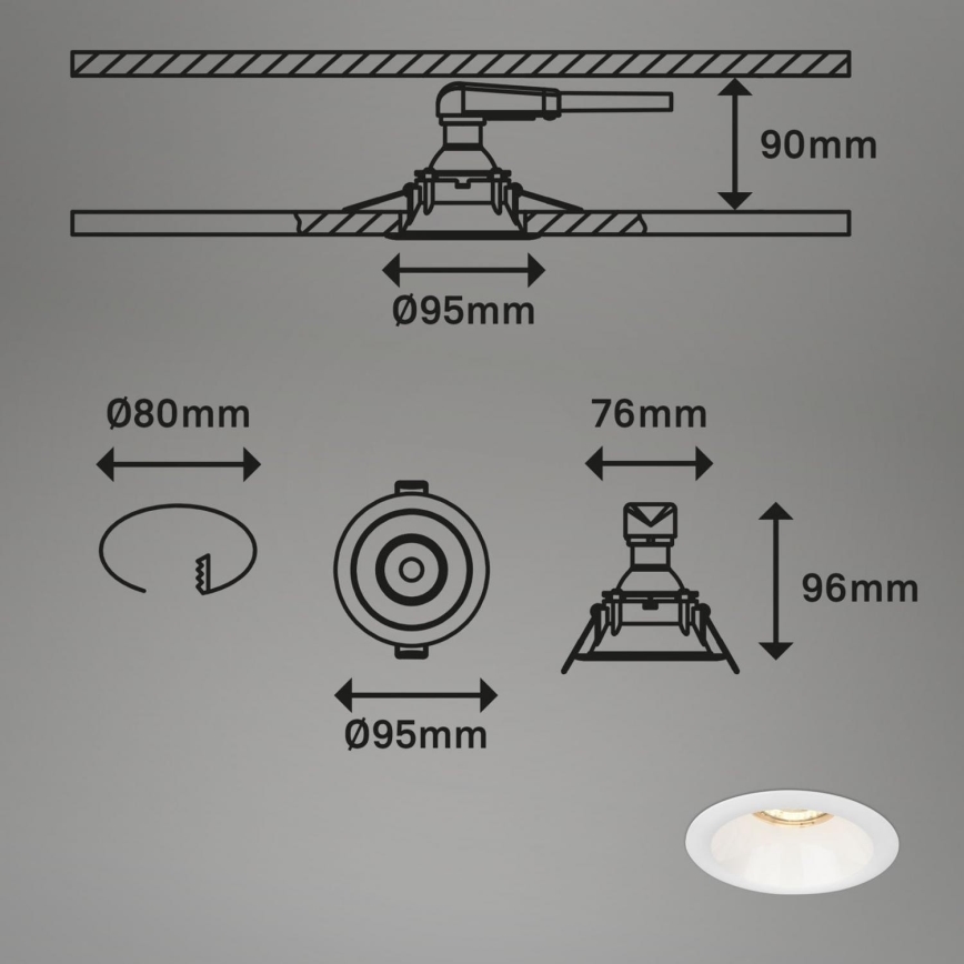 Brilo - KIT 3x Badrum infälld lampa 1xGU10/9W/230V IP23 vit
