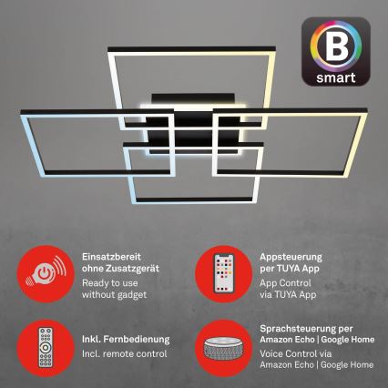 Brilo - dimbart LED-takarmatur FRAME LED/50W/230V 2700-6500K 72,4x72,4cm svart Wi-Fi Tuya + fjärrkontroll