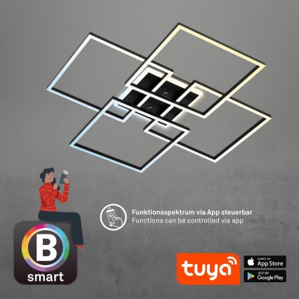 Brilo - dimbart LED-takarmatur FRAME LED/50W/230V 2700-6500K 72,4x72,4cm svart Wi-Fi Tuya + fjärrkontroll