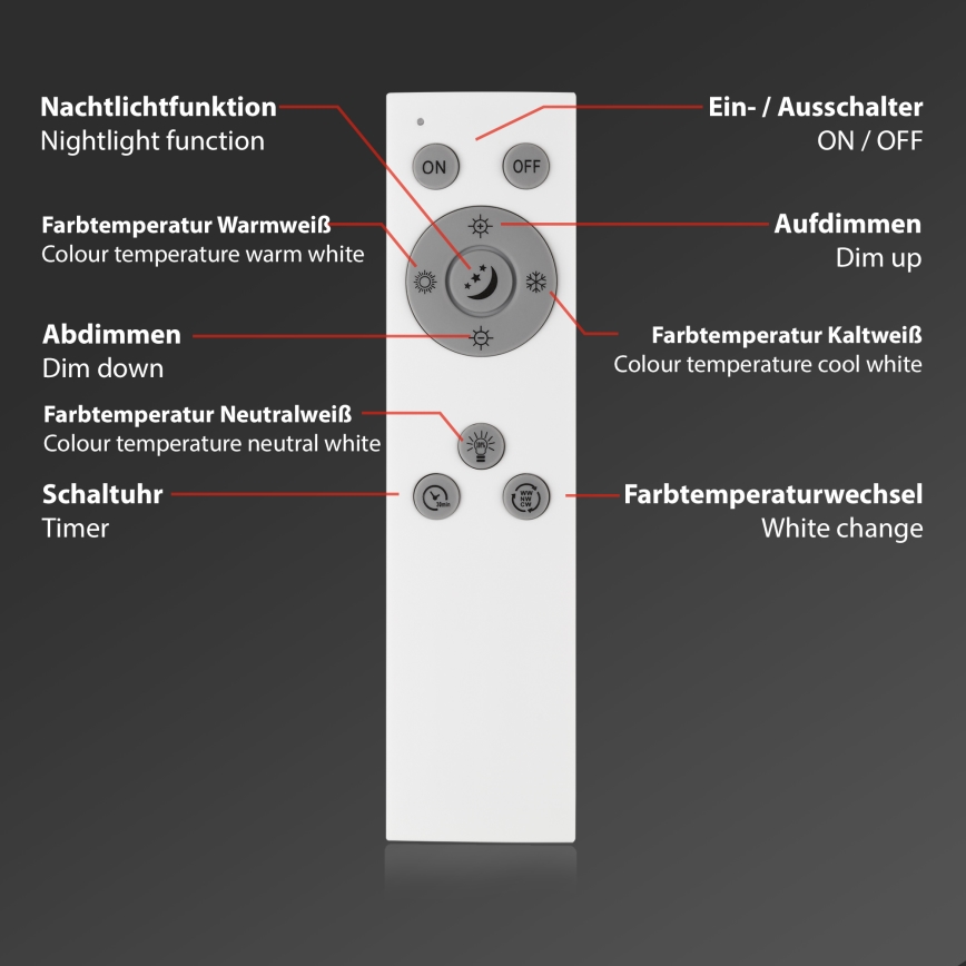 Brilo - LED Dimbar taklampa PIATTO LED/24W/230V 3000-6500K 100x25 cm + fjärrkontroll