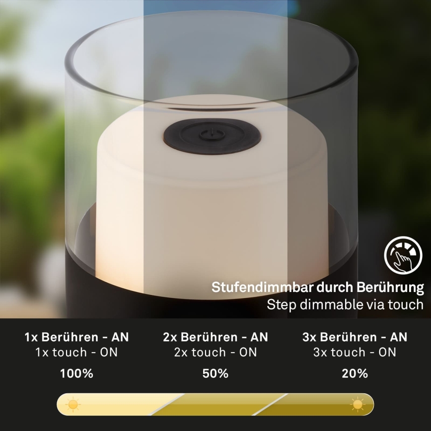 Brilo - LED dimbar uppladdningsbar utomhusbordslampa LILET LED/2W/5V IP44