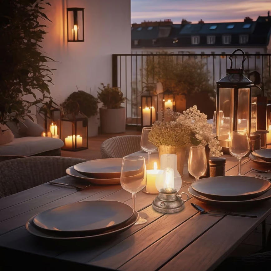 Brilo - LED-dimbar uppladdningsbar utomhusbordslampa KANEA LED/1,5W/5V IP44 1200 mAh bronsfärgad