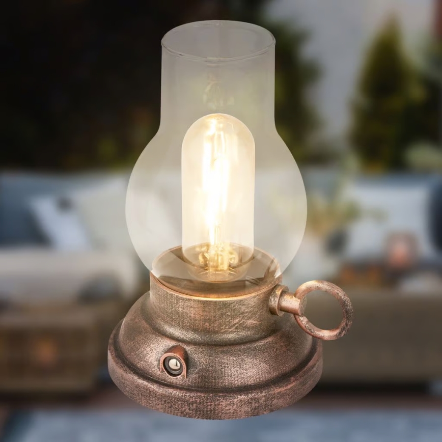 Brilo - LED-dimbar uppladdningsbar utomhusbordslampa KANEA LED/1,5W/5V IP44 1200 mAh bronsfärgad