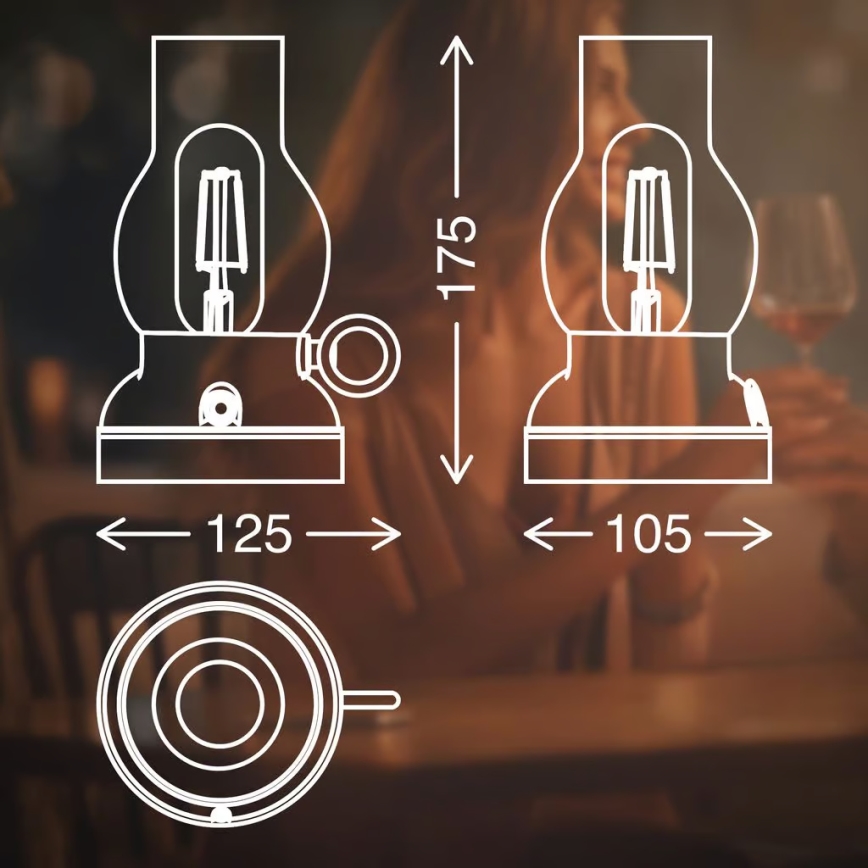 Brilo - LED-dimbar uppladdningsbar utomhusbordslampa KANEA LED/1,5W/5V IP44 1200 mAh bronsfärgad