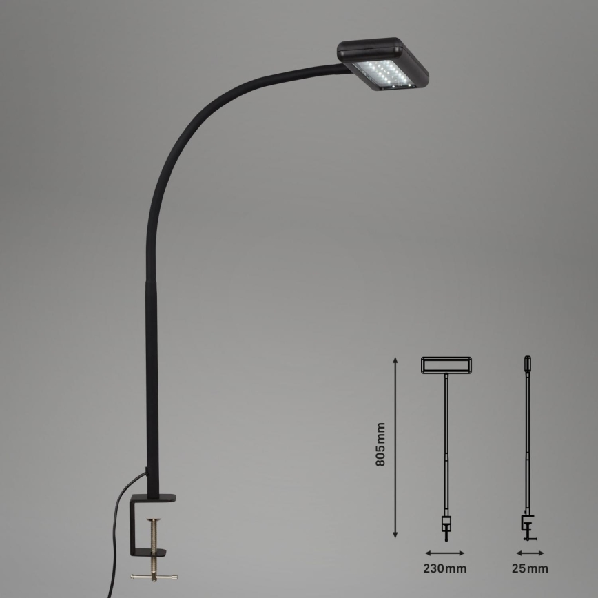 Brilo - LED Flexibel bordslampa med klämma TRASNA LED/7,5W/230V svart