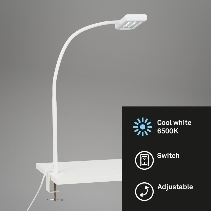 Brilo - LED Flexibel bordslampa med klämma TRASNA LED/7,5W/230V vit