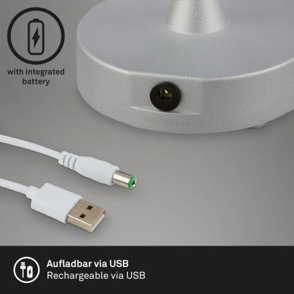 Brilo - LED Ljusreglerad uppladdningsbar utomhus bordslampa LED/3W/5V IP44 silver/beige