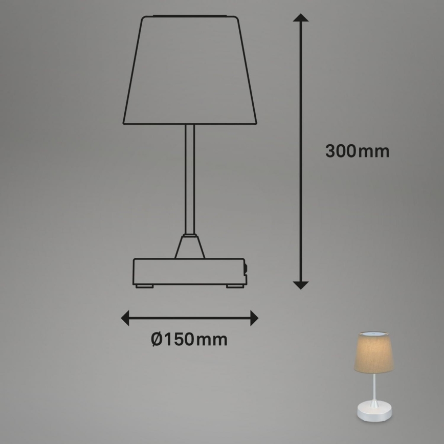 Brilo - LED Ljusreglerad uppladdningsbar utomhus bordslampa LED/3W/5V IP44 silver/beige