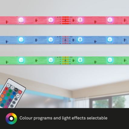 Brilo - LED RGB Dimbar remsa 6,6m LED/6W/USB + fjärrkontroll