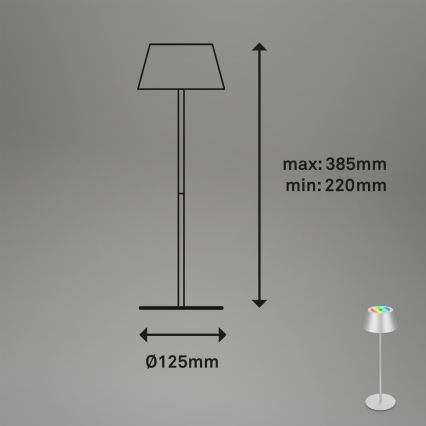 Brilo - LED RGB dimbar uppladdningsbar beröringsstyrd utomhusbordslampa KIKI LED/2,6W/5V IP44 2600 mAh silver