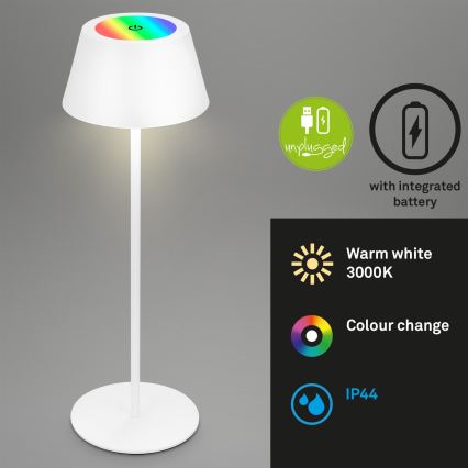 Brilo - LED RGB dimmbar uppladdningsbar touchstyrd utomhusbordslampa KIKI LED/2,6W/5V IP44 2600 mAh vit