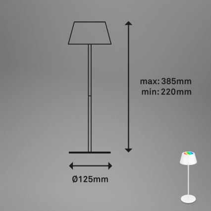 Brilo - LED RGB dimmbar uppladdningsbar touchstyrd utomhusbordslampa KIKI LED/2,6W/5V IP44 2600 mAh vit