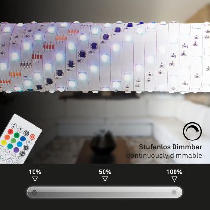 Brilo - LED RGBW Dimbart musikband 4,65m LED/12W/230V + fjärrkontroll
