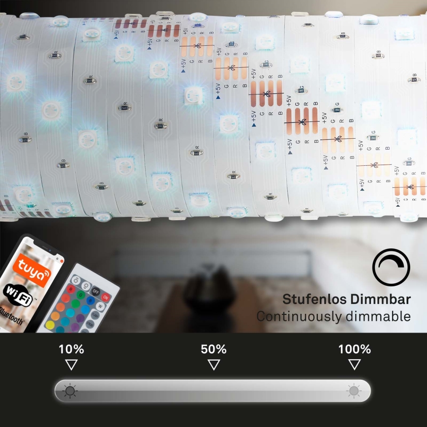 Brilo - LED RGBW dimbar remsa 6,5m LED/18W/230V Wi-Fi Tuya + fjärrkontroll